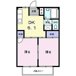 シティハイツケイ 2DKの間取図画像