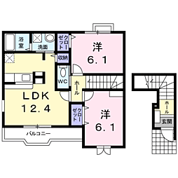 ファミール2 2LDKの間取図画像