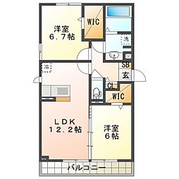 ウィルモアグッドラックシックス 2LDKの間取図画像