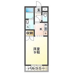 辻マンションB 1Kの間取図画像