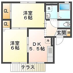 グレースハイム1994 2DKの間取図画像