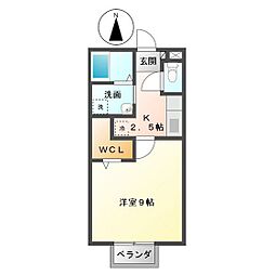 グランディール新正 1Kの間取図画像