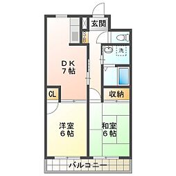 ロイヤルマンションHAMADA 2DKの間取図画像
