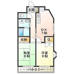 ロイヤルマンションHAMADA 2DKの間取図画像