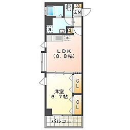 フローラル堀木 1LDKの間取図画像