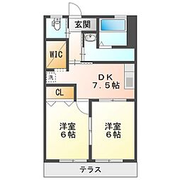 ノーブルタウン 2DKの間取図画像