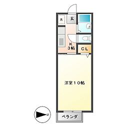 ストーリア西浜田 1Kの間取図画像