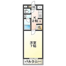 ベル・サーヤ 1Kの間取図画像