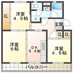 UR都市機構笹川団地112棟 3DKの間取図画像