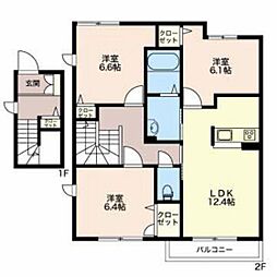 マーガレット 3LDKの間取図画像