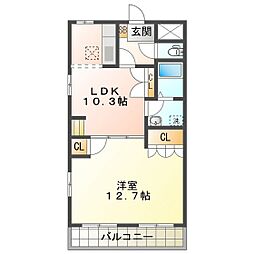 カーザ・ミーア 1LDKの間取図画像