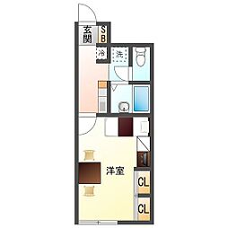 ニューグレイス塩浜 1Kの間取図画像