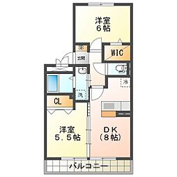フローラルパークスA 2LDKの間取図画像
