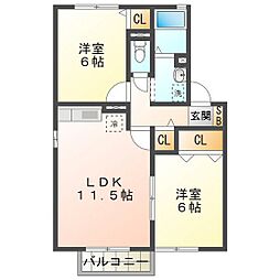 コモド楠B 2LDKの間取図画像