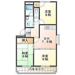 コーポタウン宮ノ北2 3DKの間取図画像