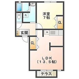 セントポーリアA 1LDKの間取図画像