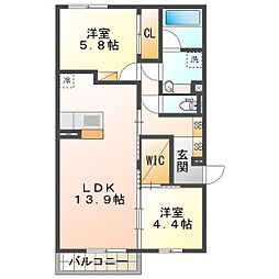 ディーソルビア石塚町 A 2LDKの間取図画像