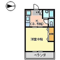 プルーリオン'98 1Kの間取図画像