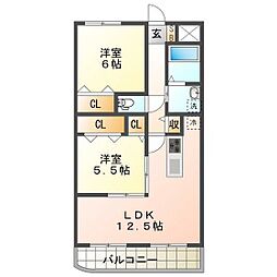マスターズフォート 2LDKの間取図画像