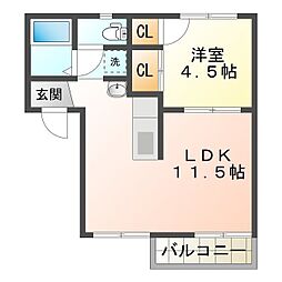 アトウレ小林 1LDKの間取図画像