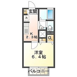 アルカンシェル 1Kの間取図画像
