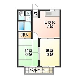エステートピア橋本 2DKの間取図画像