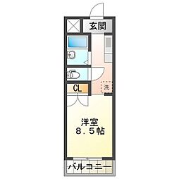 ジョイフル江島 1Kの間取図画像