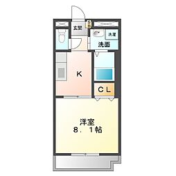 ラヴニール 1Kの間取図画像