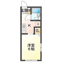 グランメール鈴鹿 ワンルームの間取図画像
