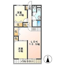レインボーズマンション近藤 2LDKの間取図画像