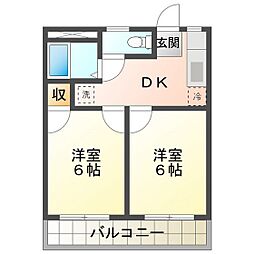 コーポイトウ 2DKの間取図画像
