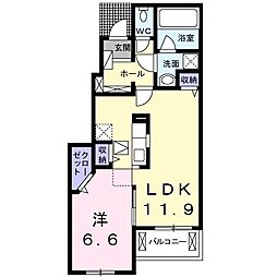 ディアレストA 1LDKの間取図画像