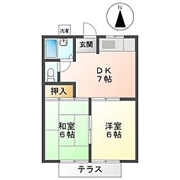 ウイング平田 2DKの間取図画像