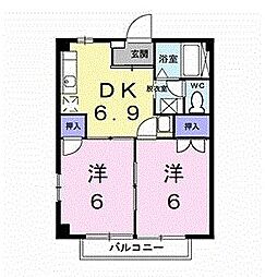アーバンハイツB棟 2DKの間取図画像
