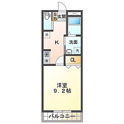 シティライフ三日市 1Kの間取図画像