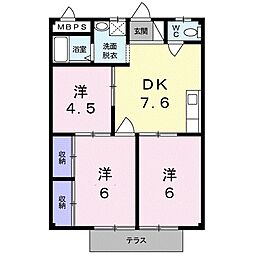 シティハイツ萩A 3DKの間取図画像