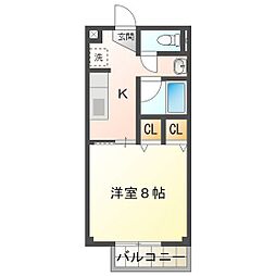ナチュールA棟 1Kの間取図画像