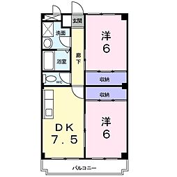 ハミングバード2 2DKの間取図画像