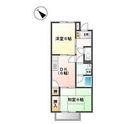 サープラスアルカディアB 2DKの間取図画像