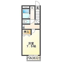 ホワイトリバー101 1Kの間取図画像