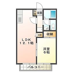メルベーユ新栄 1LDKの間取図画像