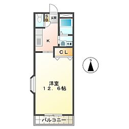 ビアンヒルズ 1Kの間取図画像
