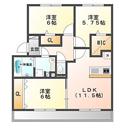 エミネンスA 3LDKの間取図画像