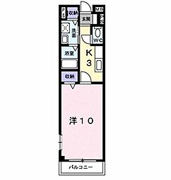 プロムナードセリカ 1Kの間取図画像