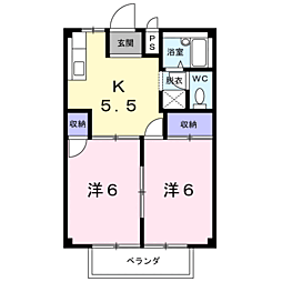 ハピネスタウン 2Kの間取図画像