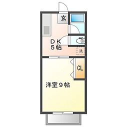 サーキット前ハイツ2 1DKの間取図画像