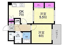 セントアミュー 2DKの間取図画像