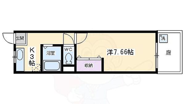 クレセントYANAGI ｜京都府京都市右京区太秦安井柳通町(賃貸アパート1K・1階・24.84㎡)の写真 その2