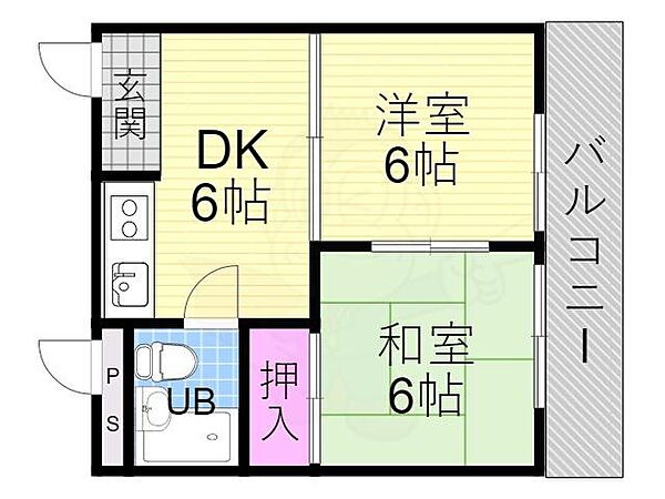 ハイツ大谷 ｜京都府京都市左京区高野竹屋町(賃貸マンション2DK・2階・42.00㎡)の写真 その2