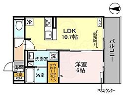 阪急京都本線 西京極駅 徒歩15分の賃貸アパート 3階1LDKの間取り